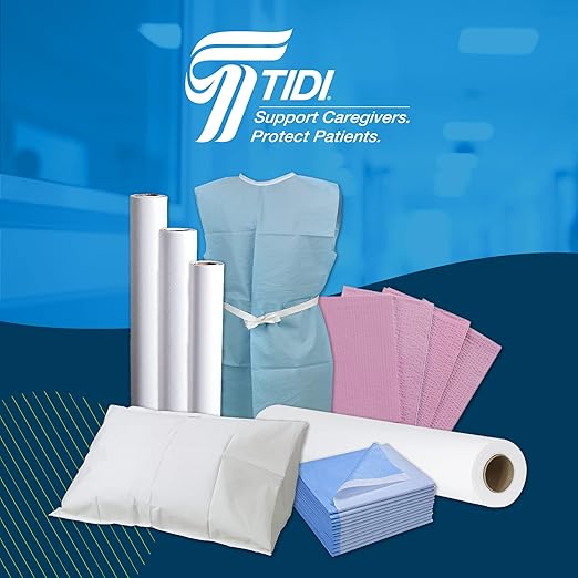 TIDI 919365 Disposable Pillowcases, White, 21” Wide x 30” Long (Pack of 100) ― Single-Use Pillowcases ― Tissue with Poly Back to Help Prevent Leak-Through ― Pebble Embossed ― Medical Supplies