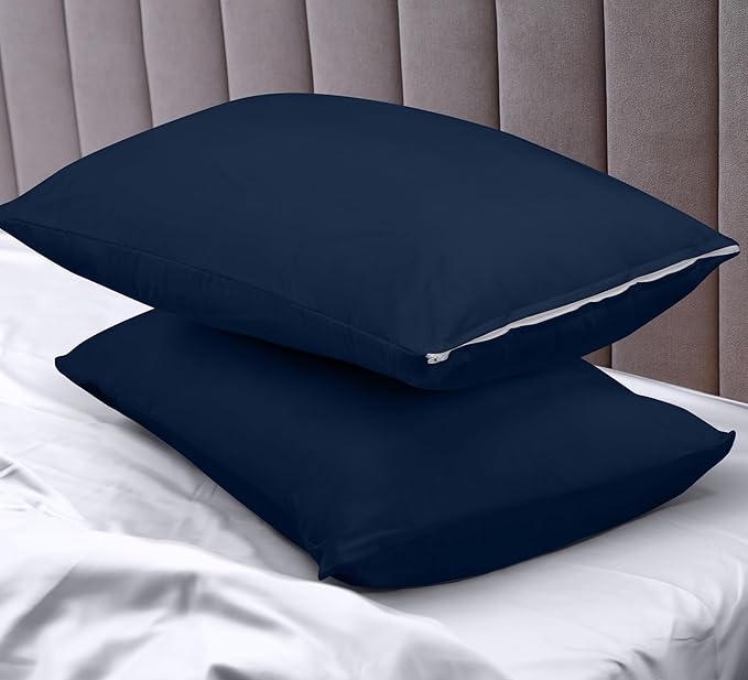 Utopia Bedding Premium 100% Waterproof Pillow Protectors with Zipper King Size (Set of 2), Bed Bug and Dust Mite Proof Zippered Pillow Covers, Pillow Encasement Cases, Navy