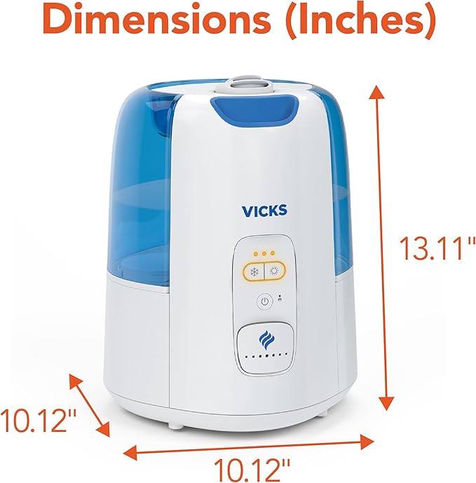 Vicks Dual Comfort Cool + Warm Mist Humidifier for Bedrooms With Fusion Technology, Compatible with Vicks VapoPads and VapoSteam, White