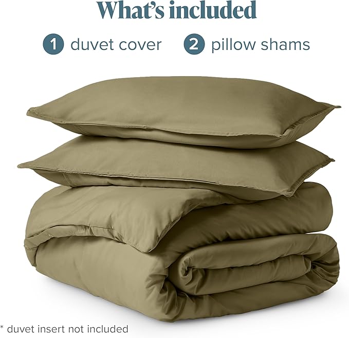Bare Home Bedding Duvet Cover California King Size - Premium 1800 Super Soft Collection - Lightweight, Cooling - Soft Breathable Bedding Duvet Cover (Cal King, Olive)