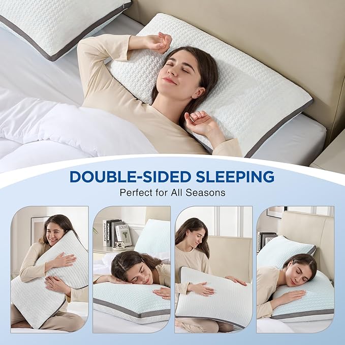 Cooling Pillows King Size Set of 2, Shredded Memory Foam Pillows 2 Pack, Bed Pillow for Hot Sleepers Adjustable Firm Pillow for Side, Back and Stomach Sleepers, Machine Washable