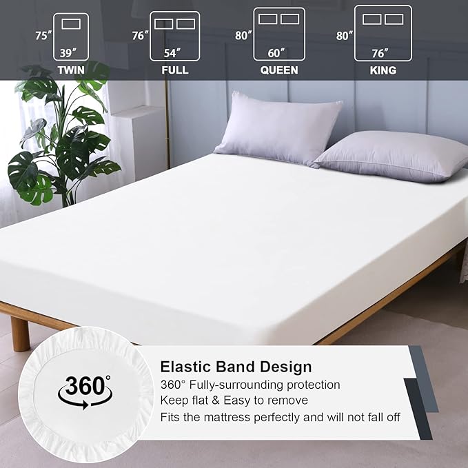 California King Mattress Protector Waterproof, Fitted Sheet Style Breathable Mattress Cover with Deep Pocket Fits Up to 18'', Machine Washable Noiseless Bed Cover for Kids Pets (White, 72'' X 84'')
