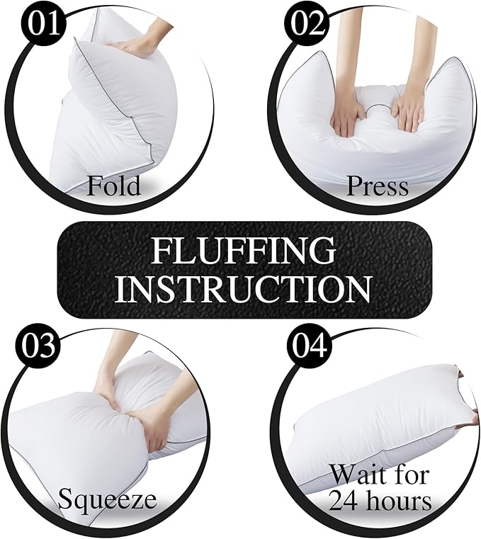 WhatsBedding Goose Down Pillows Queen Size Set of 2, Luxury Hotel Bed Pillows for Deep Sleep, Fluffy Soft Feather Down Pillow for Back, Stomach or Side Sleepers, 20" x 30"