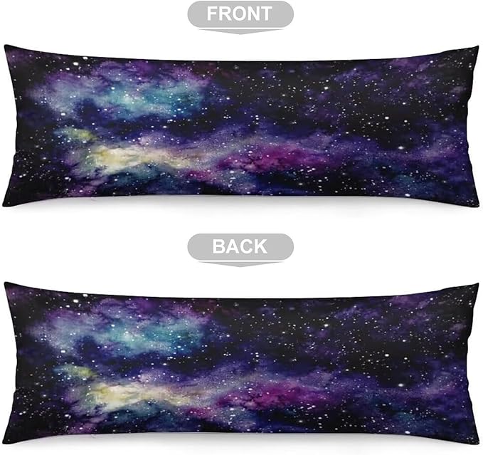 Galaxy Body Pillow Cover Outer Space Nebula Universe Star Night Starry Sky Long Pillow Case with Zipper Decorative Soft Bedding Pillowcase Purple Cushion Pillow Case for Bedroom,Couch,20"x54"