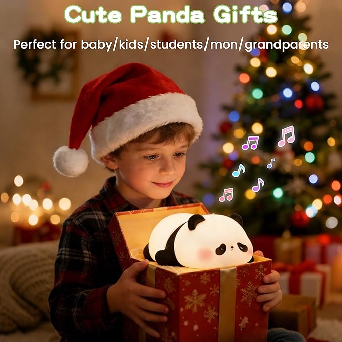 FAMIDUO Panda Night Light with White Noise, Sound Machine for Baby Toddler, Silicone Squishy Sleep Trainer, Dimmable Rechargeable Nursery Nightlight, Kids Sleep Aid,Room Decor, Cute Gifts for Girls