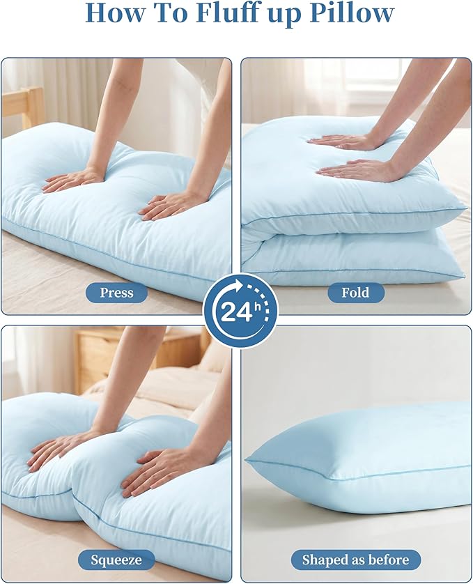 YZ HOME Memory Foam Body Pillow Insert - Full Body Pillow for Adults - Soft Large Long Bed Pillow for Side Sleeper (Blue, 20 Inchx54 Inch)