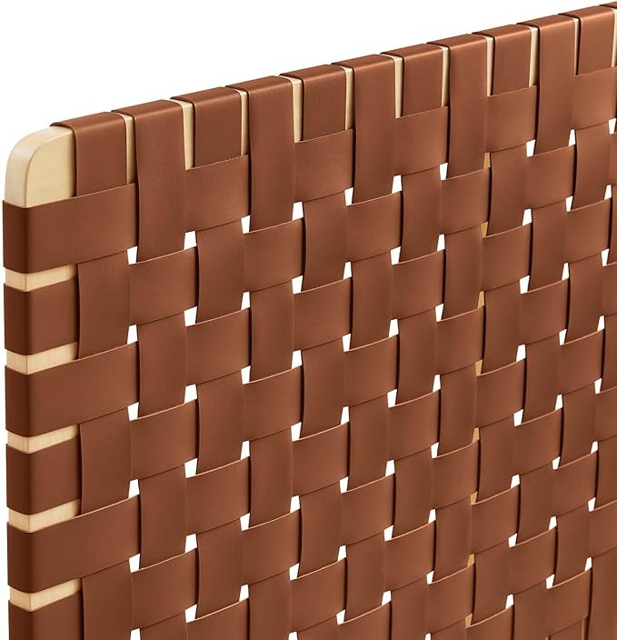 Modway Sparta Vegan Leather Weave Twin Headboard in Natural Brown Faux Leather Twin Headboard Only, Height Adjustable Headboard, Freestanding Headboard for Children's Bedroom or College Dorm