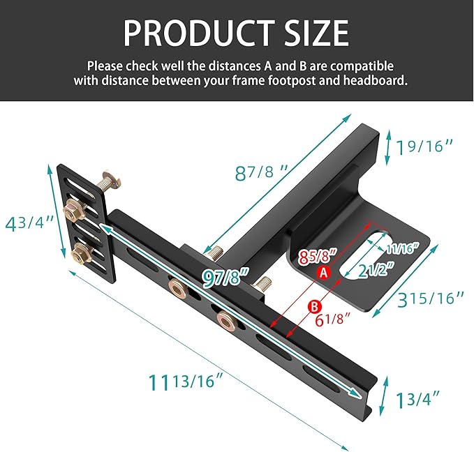 Headboard Brackets for Metal Bed Frame Adjustable Brackets for Headboard with Footboard Extension Kit Fit Twin Full Queen King 2 Pack Matte Black