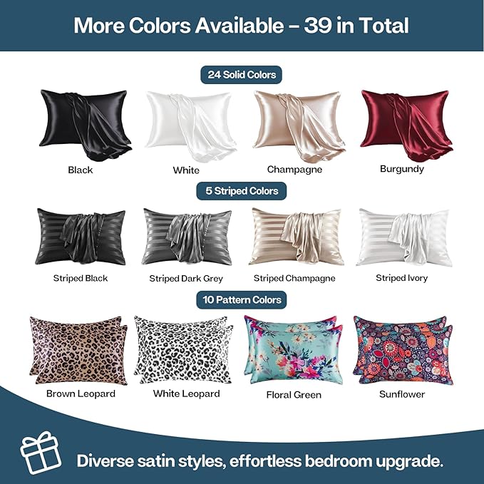 MR&HM Satin Pillowcase for Hair and Skin, Silk Satin Pillowcase 2 Pack, King Size Pillow Cases Set of 2, Silky Pillow Cover with Envelope Closure (20x36, Teal)