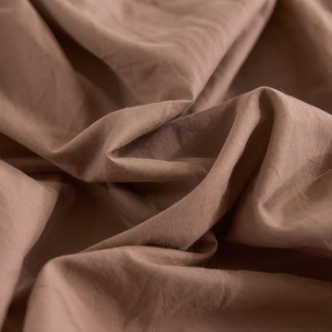 NEXHOME PRO Duvet Cover Set Kids Twin Size Linen Look Organic Natural 100% Washed Cotton Duvet Cover Mocha Brown 2 Pieces Bedding Set with Zipper Closure, Breathable (No Comforter)