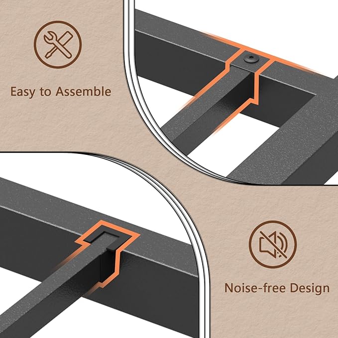 OURPIC Twin Bed Frames for Kids, Metal Platform Bed Frame Twin Size with Charging Station and LED Lights, Upholstered Headboard and Storage Shelf, No Box Spring Needed, Easy Assembly