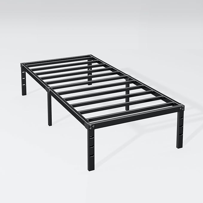 Hafenpo 12 Inch Twin Bed Frame - Sturdy Metal Platform Twin Size, No Box Spring Needed, Heavy Duty, Easy Assembly, Strong Bearing Capacity, Under Bed Storage, Black