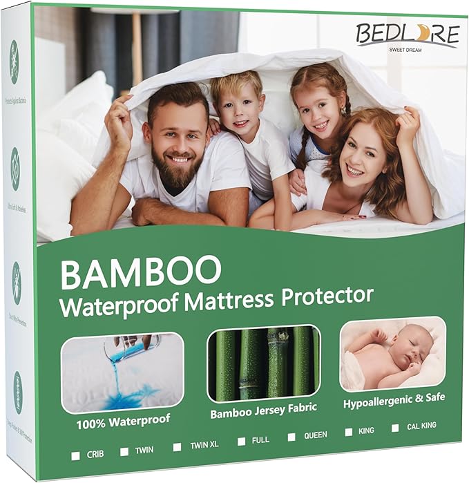 Waterproof Mattress Protector, California King Size Mattress Pad Fitted 6"-18" Deep Pocket, 3D Air Fabric Bed Mattress Cover Noiseless Washable for Home, Bedroom, Hotel