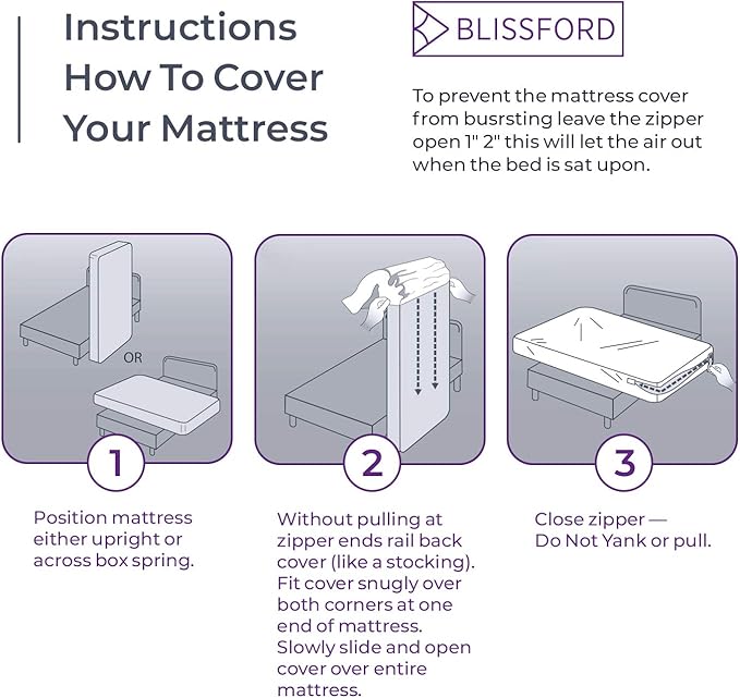 BLISSFORD Plastic Mattress Protector Zippered Twin XL, Waterproof Vinyl Mattress Cover, Heavy Duty Noiseless Mattress Encasement