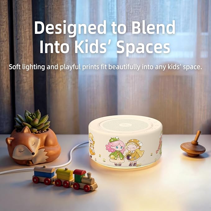 Kipcush White Noise Machine - Soft Non-Glare Nursery Lamp, 30 Soothing Sounds, 8 Color Lights, Max 8-Hour Timer for Baby & Adults (Little Girl, Standard)