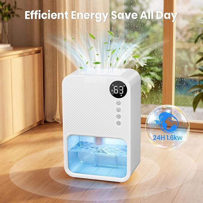 Dehumidifier,128oz Visible Water Tank 1000 sq.ft Dehumidifier for Home – Quiet Portable Unit with 24-Hour Timer, Auto Shut-off, Sleep Mode & 7-Color Night Light for Bathroom, Bedroom, Basement, RV