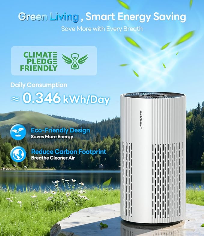 Air Purifiers for Home Large Room Cover Up to 1500 Ft² with True HEPA Filter, 20dB Sleep Mode, 360° Air Intake & Outlet, HAP604, Pure White