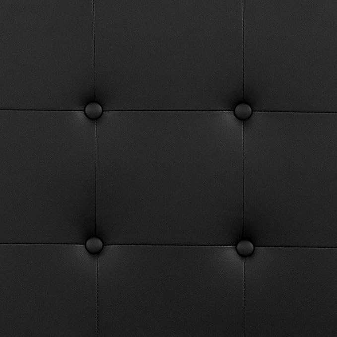 Flash Furniture Lennox Adjustable Height Button Tufted and Box Stitch Upholstered Queen Size Headboard in Black Vinyl