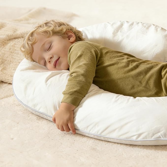 Choc chick Toddler Pillowcase for Body Pillow - 35x28 in Kids Moon-Shaped Body Pillow Cover for Sleeping, 100% Cotton, Soft & Breathable, Machine Washable (White, Case Only)