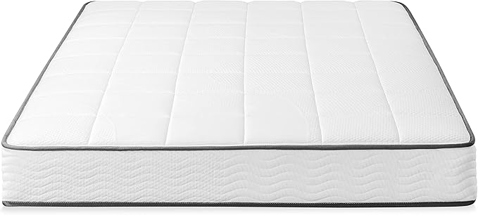 Mellow 8 Inch Classic Bonnell Spring Mattress, Comfort Foam Top with Innerspring Base, CertiPUR-US Certified Foam, Queen,White