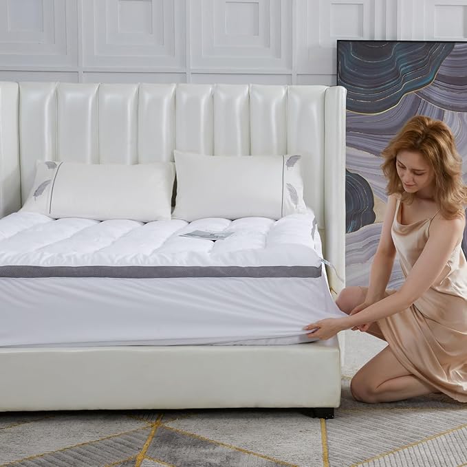 SAPHREAS Twin Size 3 Inch Memory Foam Mattress Topper with 8-20 inches Stretchable Pockets, Soft Pillow Top Mattress Pad for Back Pain Relief with Breathable Air Mesh Sides