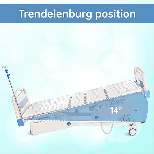 Real Relax 5 Function Full Electric Hospital Bed, ICU Electric Medical Bed with 4 inch Foam Mattress & IV Pole and Central Locking System with 5” Casters for Home Hospital Use, 530LBS Loading.