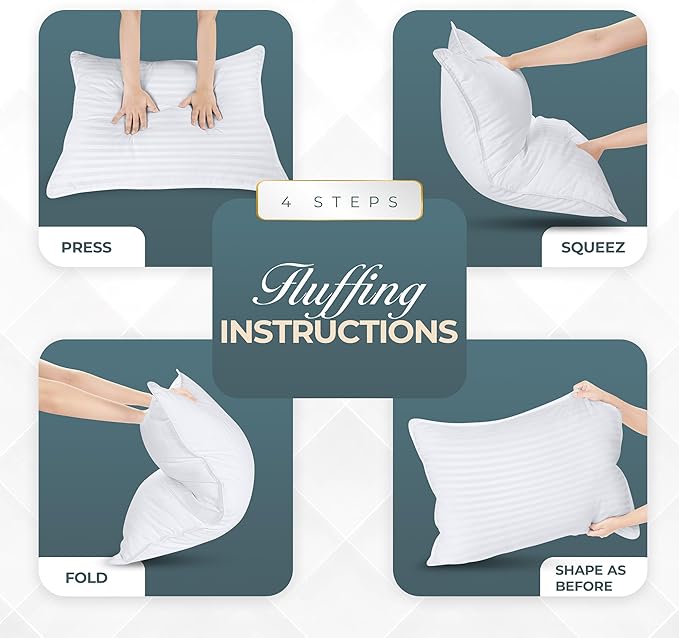 Utopia Bedding Bed Pillows for Sleeping Standard Size (White), Set of 2, Down Alternative Pillow for Sleeping, Cooling Hotel Quality Pillow Set for Back, Stomach or Side Sleepers