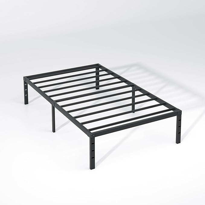 NEW JETO Metal Bed Frame,Twin Size Bed Frame with Storage Space,Heavy Duty Sturdy Mattress Foundation,Easy Assembly,No Box Spring Needed, Black,12 Inch,Twin