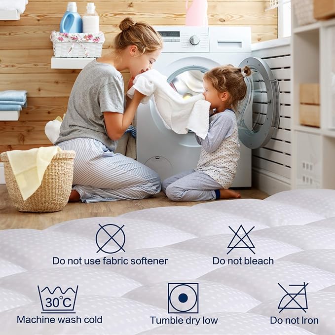 COHOME California King Mattress Topper Extra Thick Cooling Mattress Pad 400TC Cotton Top Plush Down Alternative Fill Pillow Top Mattress Cover with 8-21 Inch Deep Pocket (72x84 Inches, White-Classic)