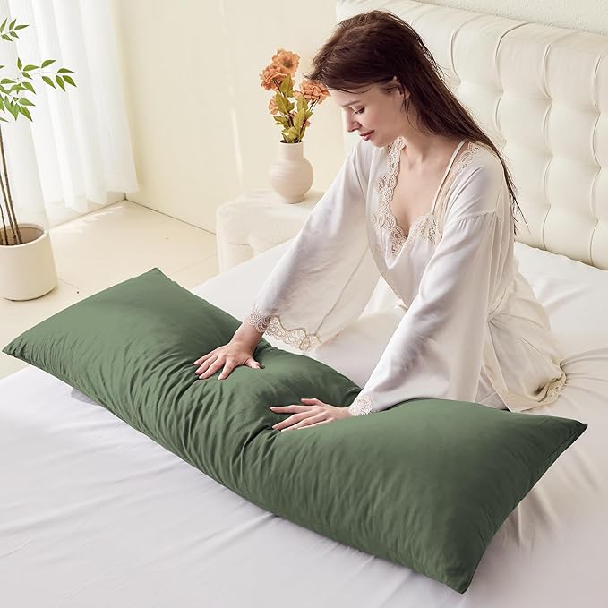 DOWNSTORIA Body Pillow Cover, Ultra Soft Microfiber Long Pillowcase, Envelope Closure Large Pillow Cases 20x54 inch (Olive Green)