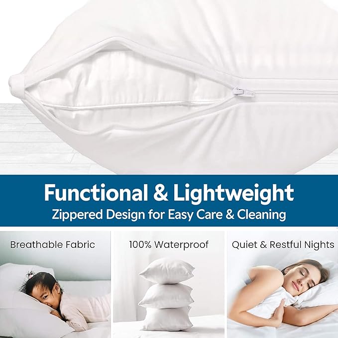 Guardmax Jersey Knitted Throw Pillow Protector with Zipper - 2 Pack -100% Waterproof, Bed Bug Proof, Dust Mite Proof, & Hypoallergenic Pillow Covers - Premium Zippered Pillow Cases. (20 X 20)