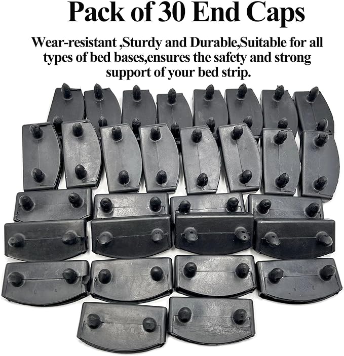 30pcs 54x9mm Black Replacement Bed Slat Plastic End Caps Holders for Holding Securing Wooden Slats Bed Base,Width 54mm x Height 9 mm (Inside Dimension)