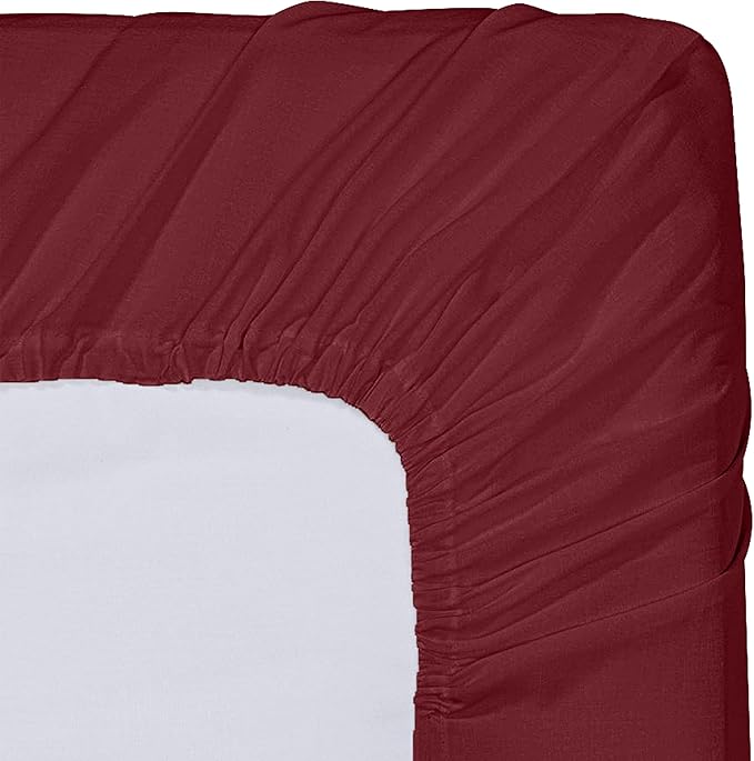 Utopia Bedding Twin XL Fitted Sheets - Bulk Pack of 2 Bottom Sheets - Soft Brushed Microfiber - Deep Pockets - Shrinkage & Fade Resistant - Easy Care (Twin XL, Burgundy)