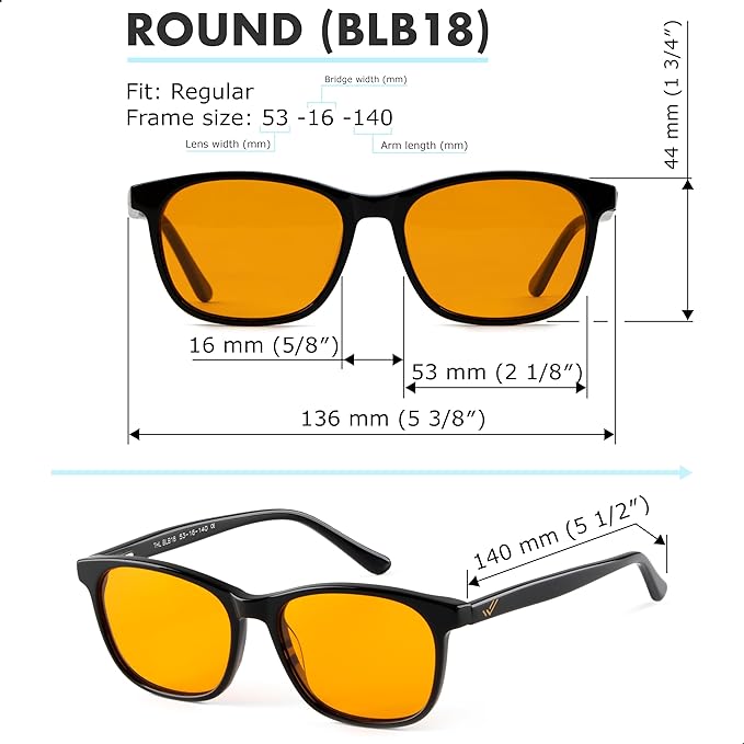 Orange Blue Light Blocking Glasses for Better Sleep - 99.5% Premium Acetate Orange Computer Migraine Glasses for Women & Men - Amber Gaming Glasses - Blue Light Blockers Gamer Glasses for Eye Strain
