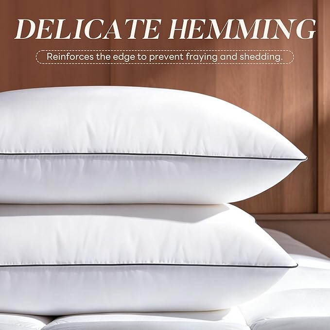 Feather Down Pillows Standard Size Set of 2, Luxury Hotel Collection Bed Pillow for Sleeping, 2 Pack, Fluffy Plush for Side, Back Sleepers Medium Firm, 20x26 in.
