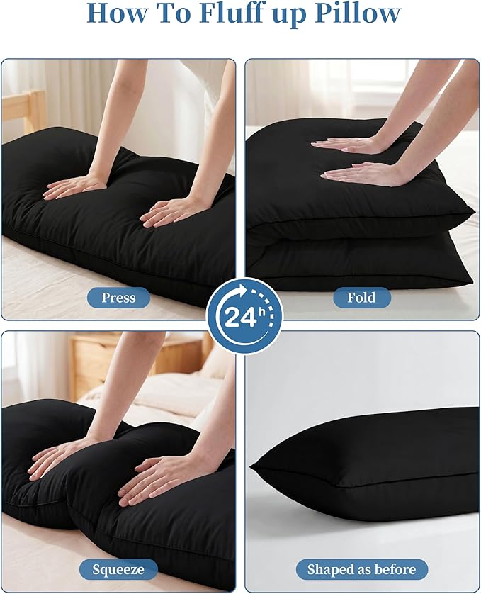 YZ HOME Memory Foam Body Pillow Insert - Full Body Pillow for Adults - Soft Large Long Bed Pillow for Side Sleeper(20x54 Inch, Black)