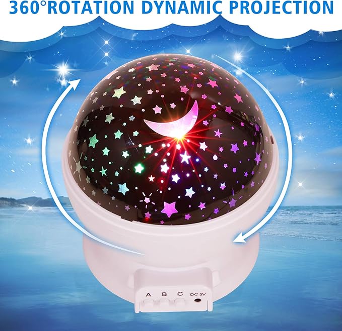 RICTLY Night Light for Kids, Kids Night Light Nebula 360 Degree Rotation - 4 LED Bulbs 12 Light Color Star Projector Changing with USB Cable, Romantic Gifts for Men Women Children