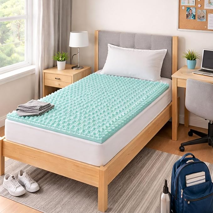 DMI Twin XL Mattress Topper Egg Crate Foam Mattress Topper for Pressure Relief, Weight Distribution & Enhanced Airflow Dorm Bed Mattress Topper 2 Inch - Improved Comfort & Alignment- Blue