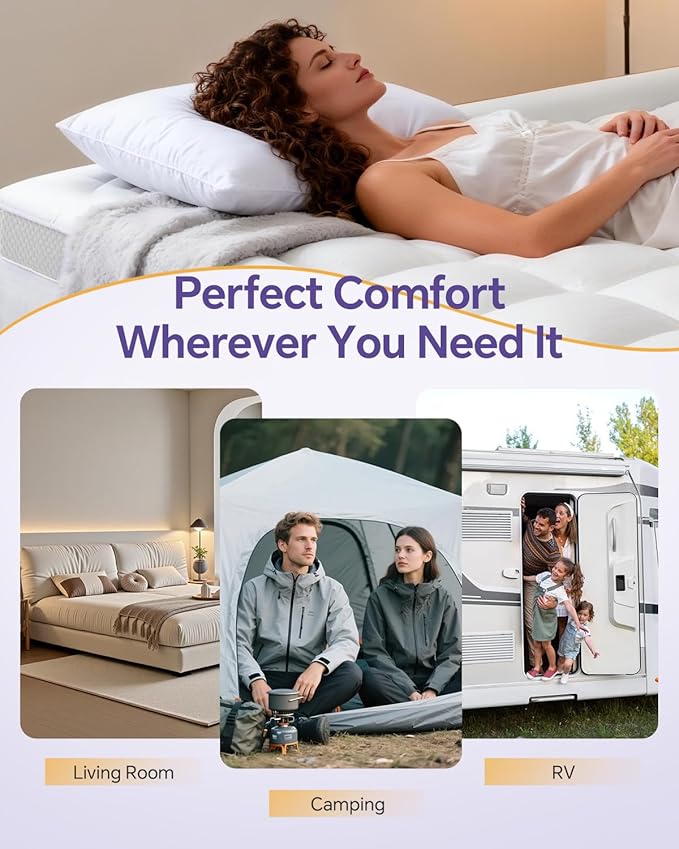 ChiXpace Dual Layer 5 Inch Memory Foam Mattress Topper King - 3 Inch Pillow Top Mattress Pad and 2 Inch Gel Memory Foam, 7-Zone Egg Crate Mattress Topper