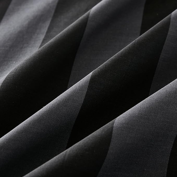 Merryword Body Pillow Cover 20x54inches, 100% Cotton Pillow Case, Black and Gray Striped Pillowcase, Luxury Linen Like Pillowcase, Soft Breathable Wide Stripes Long Pillowcase, 1-Piece