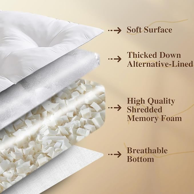 WhatsBedding 5 Inch Memory Foam Mattress Topper Twin Size, Supportive Fluffy Shredded Memory Foam Filled Pillow Top, Extra Soft Bed Topper with Deep Pocket, 39x75 in