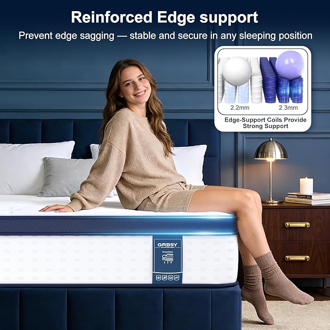 16 Inch Queen Mattress, Upgraded 7-Zoned Support Hybrid Queen Size Mattress In A Box with Cooling Gel Memory Foam & Pocket Coils for Back Pain Relief, Assembled in USA, Motion Isolation, Medium Firm
