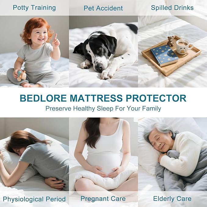 GOPOONY Waterproof Mattress Protector California King Size - Breathable, Noiseless, Ultra-Soft Bed Cover, Mattress Pad Cover with Deep Stretchable Pockets 8"-21" (White)