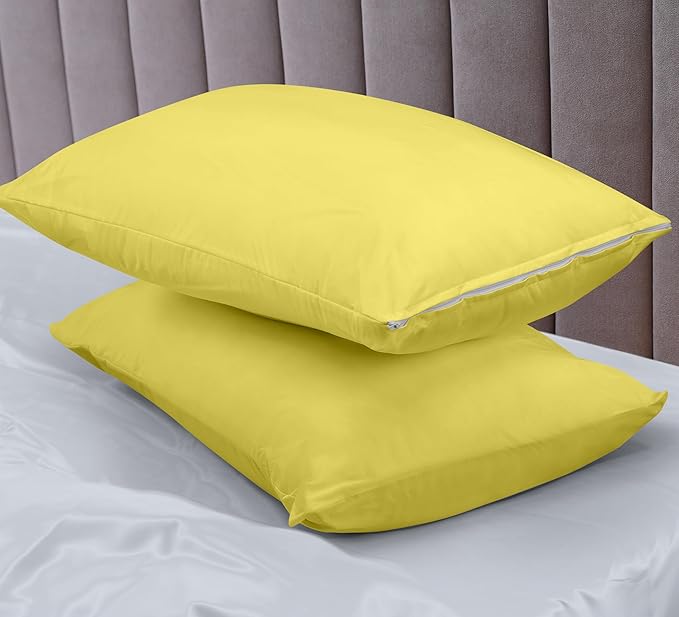 Utopia Bedding Premium 100% Waterproof Pillow Protectors with Zipper Queen Size (Set of 2), Bed Bug and Dust Mite Proof Zippered Pillow Covers, Pillow Encasement Cases, Yellow