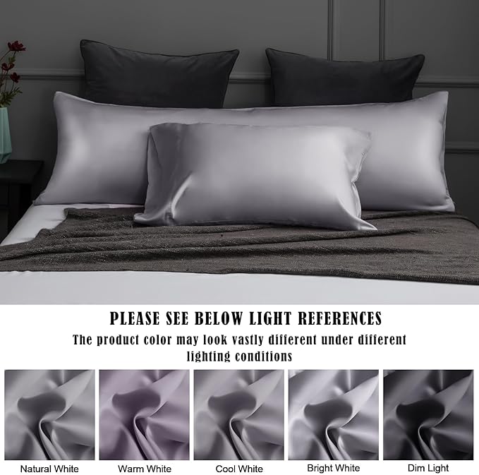 TELUS Body Cooling Pillow Case Cover, Bamboo Rayon & Lyocell Pillowcase with Zipper Closure, Breathable Pillow Case for Hot Sleepers and Night Sweats, 20x54 inches, Deep Grey