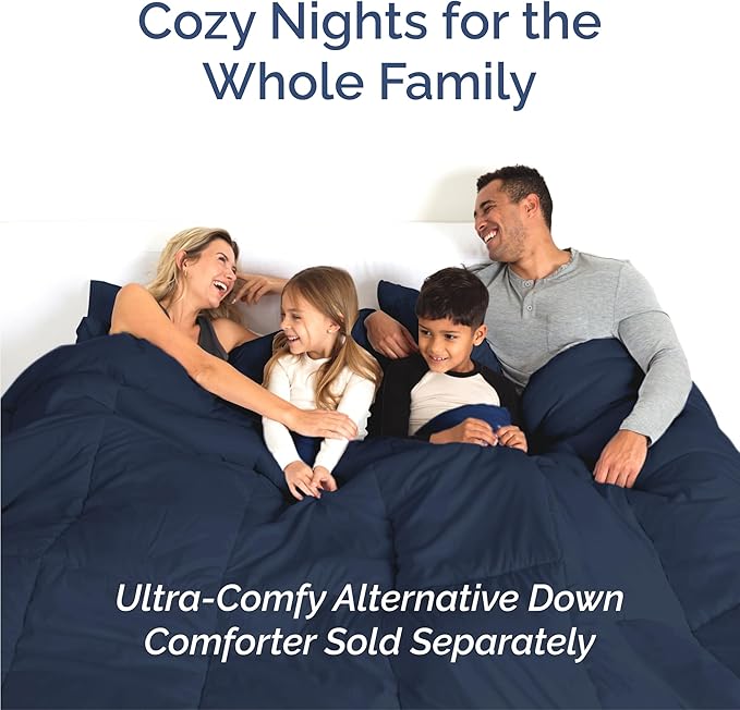 Split King 7 Piece Sheet Set - Comfy, Breathable & Cooling - Soft Hotel Luxury Bedding for Women, Men, Kids, Teens and Children - 1 Flat & 2 Fitted Sheets & 4 Pillowcases with Deep Pockets - Navy Blue