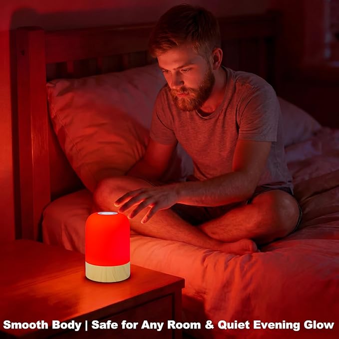 Aoife 670nm Red Light Night Light Bedside Lamp with 4 Color Modes 10 Brightness Levels Touch & Remote Control Timer Dimmable Ambient Lighting for Bedroom or Hanging Use