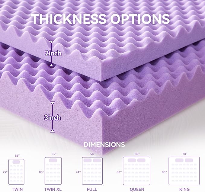 SINWEEK 3 Inch Egg Crate Memory Foam Mattress Topper King Size, Soft Mattress Pad for Back Pain Relief, Bed Topper, CertiPUR-US Certified