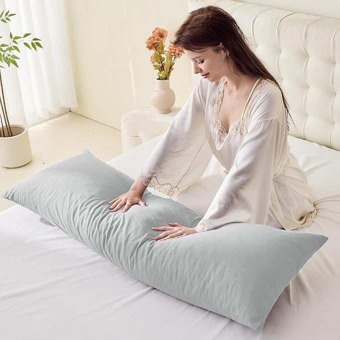 DOWNSTORIA Body Pillow Cover, Ultra Soft Microfiber Long Pillowcase, Envelope Closure Large Pillow Cases 20x54 inch (Light Gray)