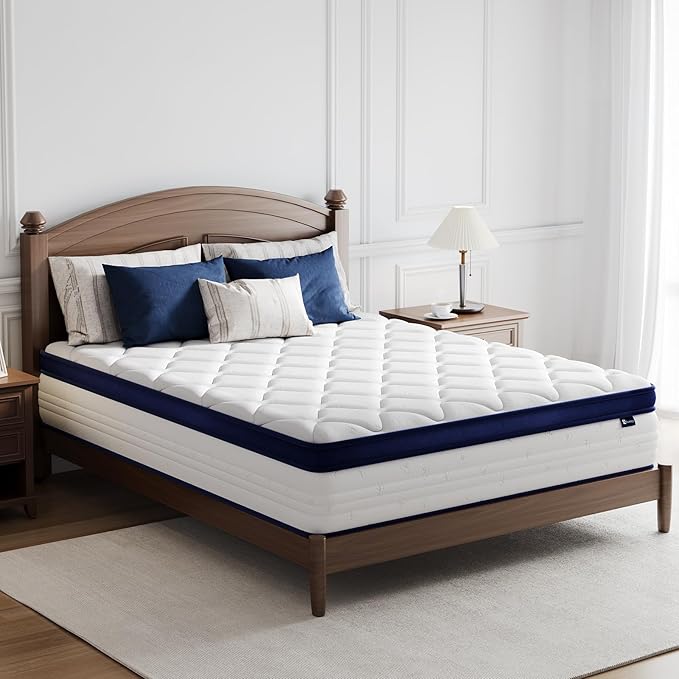 Avenco King Size Mattress, Hybrid King Mattress in a Box, 14 Inch King Size Mattresses with Comfort Foam and Pocket Coils for Pressure Relief Motion Isolation